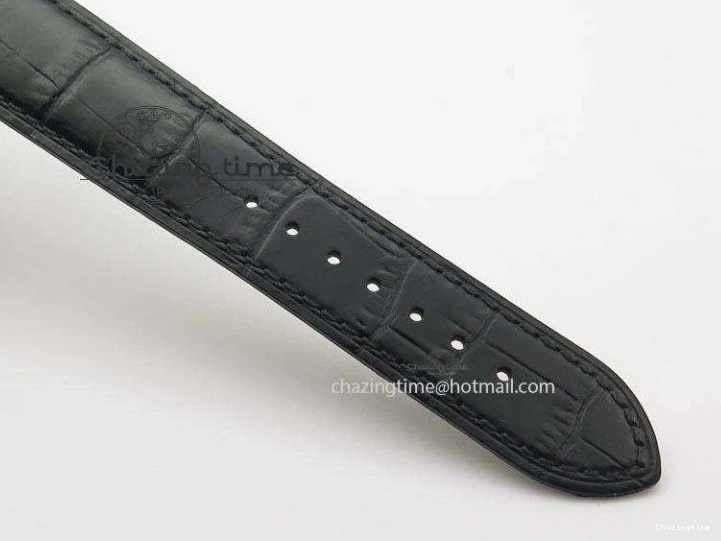 0212 De Ville MK 1:1 Best Edition SS Black Dial On Black Leather Asian Seagull T1701 (Sec@6) Unisex 8243